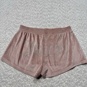 Juicy Couture Womens Sleepwear Shorts Velour Y2K Rhinestone Spellout Pink Sz S